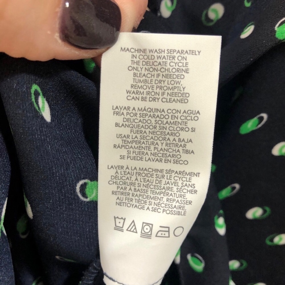 CAbi Martini Top Blouse Style #5019 Size Small Blue Green Button Front Polka Dot - Picture 10 of 10